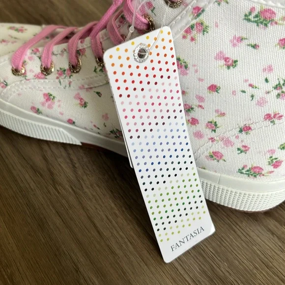 Superga Fantasia Floral Print High Top Lace Up Canvas Sneakers - Picture 2 of 7